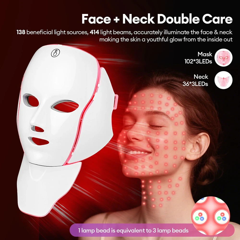LED Light Therapy Mask for Face and Neck